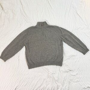 Alan Flusser 100 % Cashmere Grey Quarter-Zip Sweater